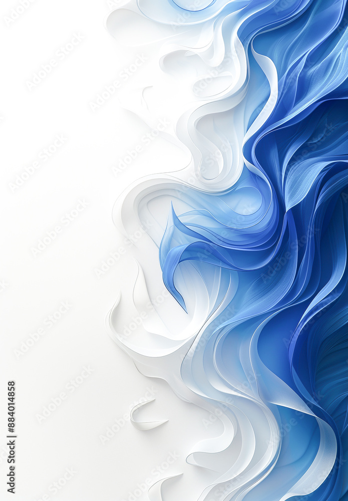 Abstract shapes in vibrant blue hues dance gracefully across a pristine white canvas, offering a visually captivating experience. Abstract shapes in vibrant blue hues dance gracefully across a pristine white canvas, offering a visually captivating experience.