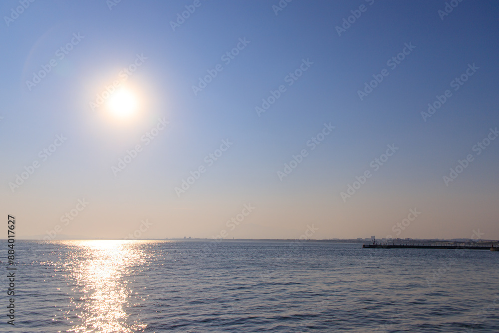 Fototapeta premium Serene Sunset Over the Waters of Enoshima, Japan