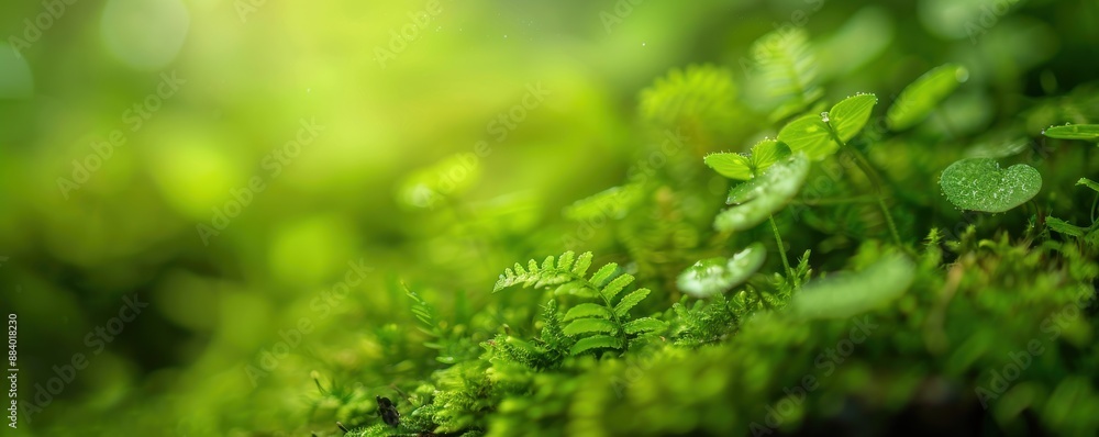 Close-up view of lush green foliage and delicate ferns in a forest, showcasing nature's vibrant beauty and peaceful ambiance. Close-up view of lush green foliage and delicate ferns in a forest, showcasing nature's vibrant beauty and peaceful ambiance.