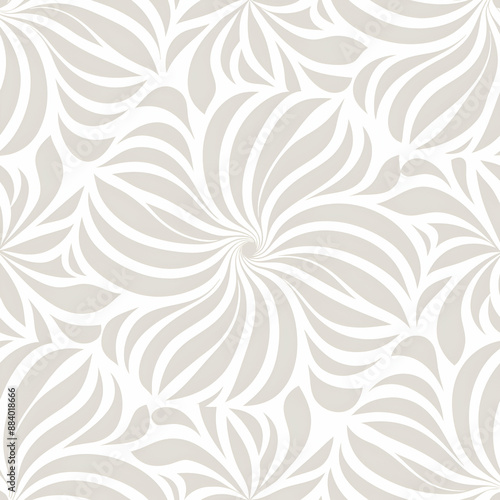 Abstract geometric floral pattern with grey and white ornament. Seamless vector background