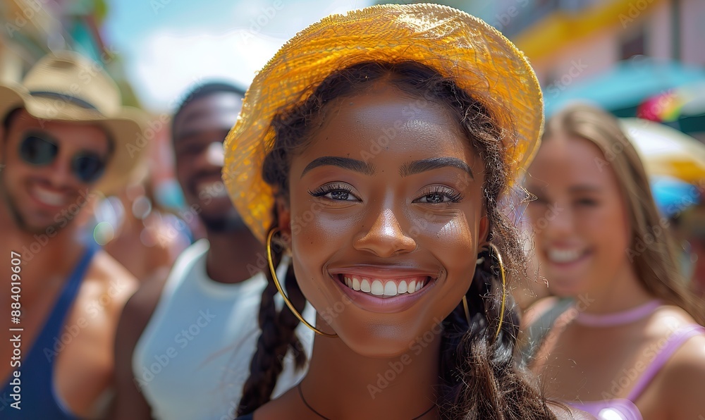 A happy group of multicultural young people, guys and girls, smiled at the camera while hanging out and having fun on a summer day, walking on a city street. A happy group of multicultural young people, guys and girls, smiled at the camera while hanging out and having fun on a summer day, walking on a city street.