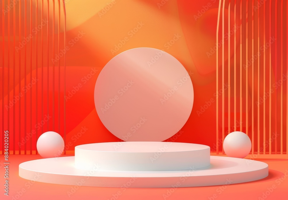 Minimal orange background with podium scene for product display presentation Minimal orange background with podium scene for product display presentation