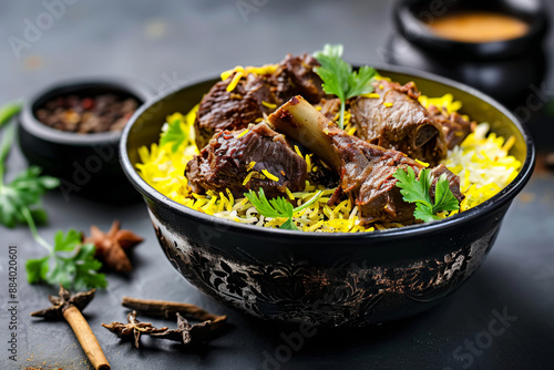 Lamb Biryani with Parsley Garnish