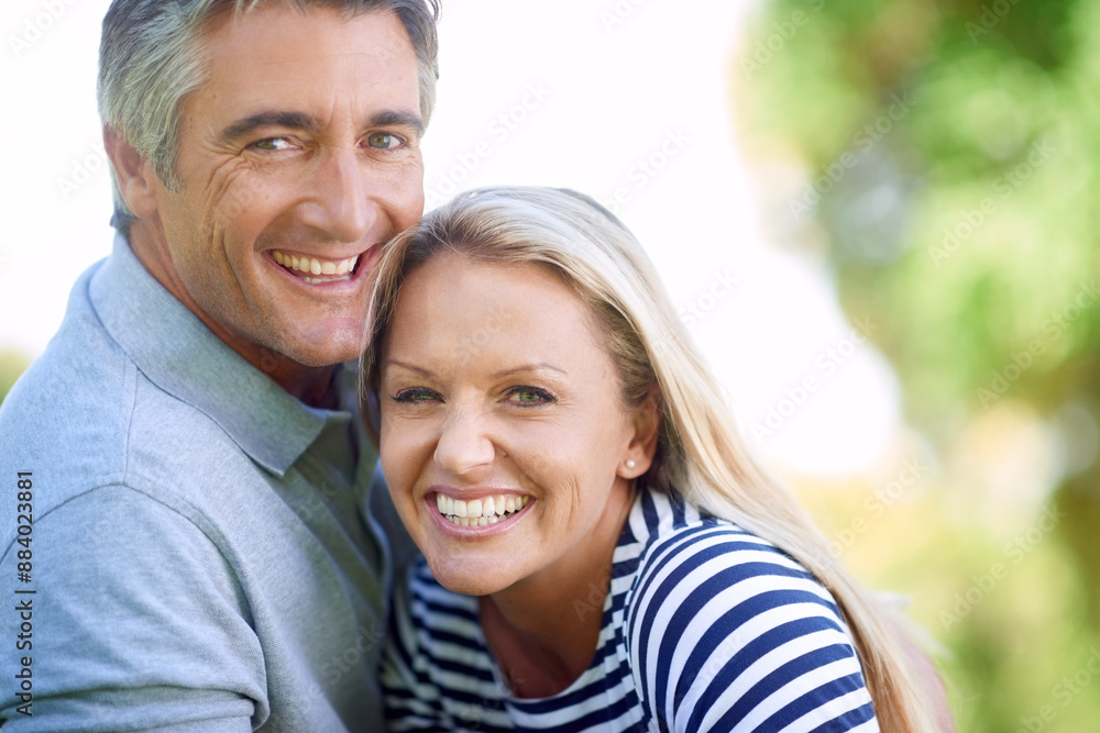 Portrait, smile and mature couple outdoor on date at park for love, care or romance. Face, happy man and woman at garden for healthy relationship, bonding together or connection with partner laughing Portrait, smile and mature couple outdoor on date at park for love, care or romance. Face, happy man and woman at garden for healthy relationship, bonding together or connection with partner laughing
