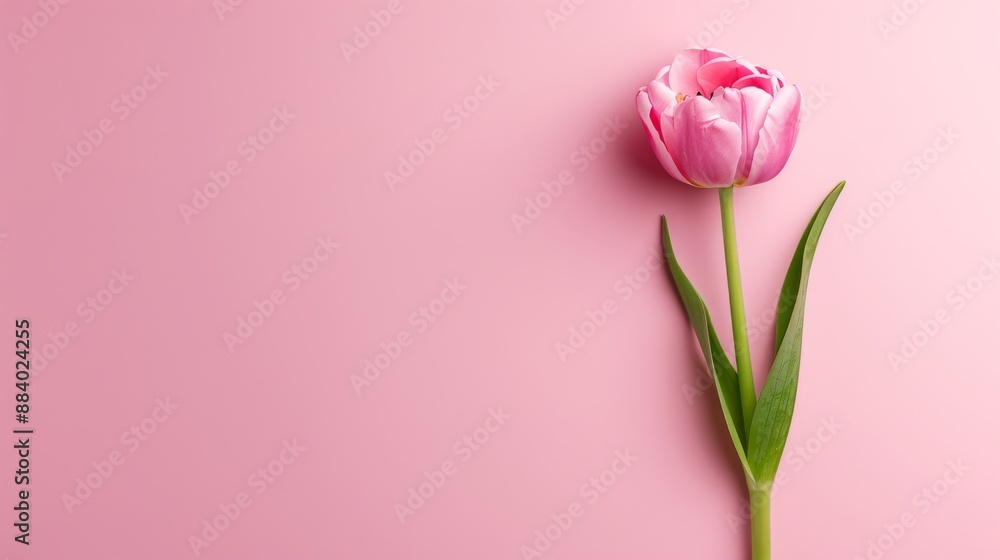 A single pink tulip flower on a soft pink background, perfect for spring and floral themes. Ideal for greeting cards, invitations, and decor. A single pink tulip flower on a soft pink background, perfect for spring and floral themes. Ideal for greeting cards, invitations, and decor.