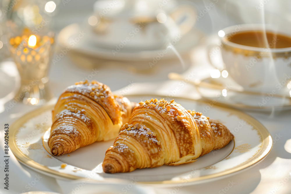 Freshly Baked Croissants with Coffee. Freshly Baked Croissants with Coffee.