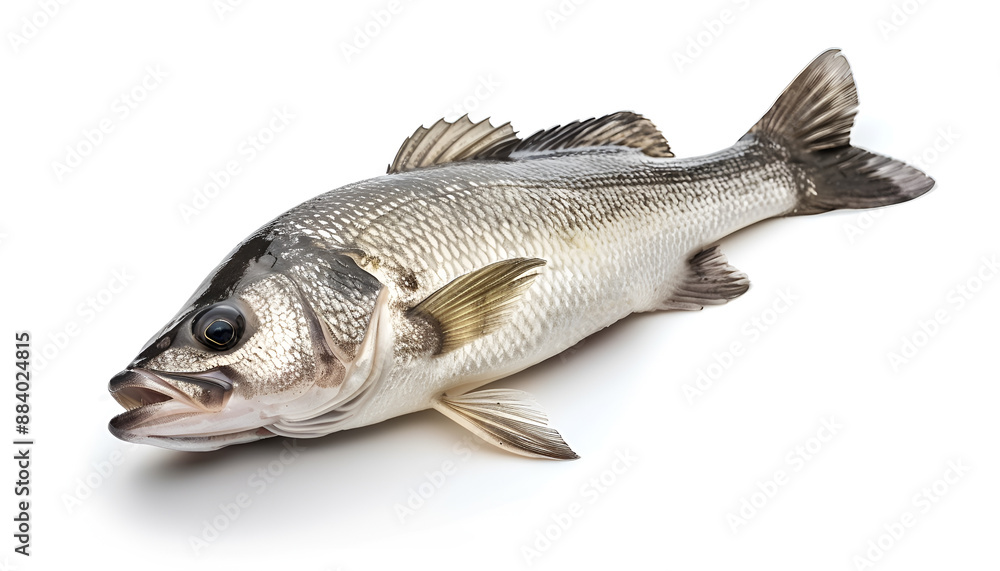 Sea bass fich isolated on white background with clipping path and full depth of field Sea bass fich isolated on white background with clipping path and full depth of field