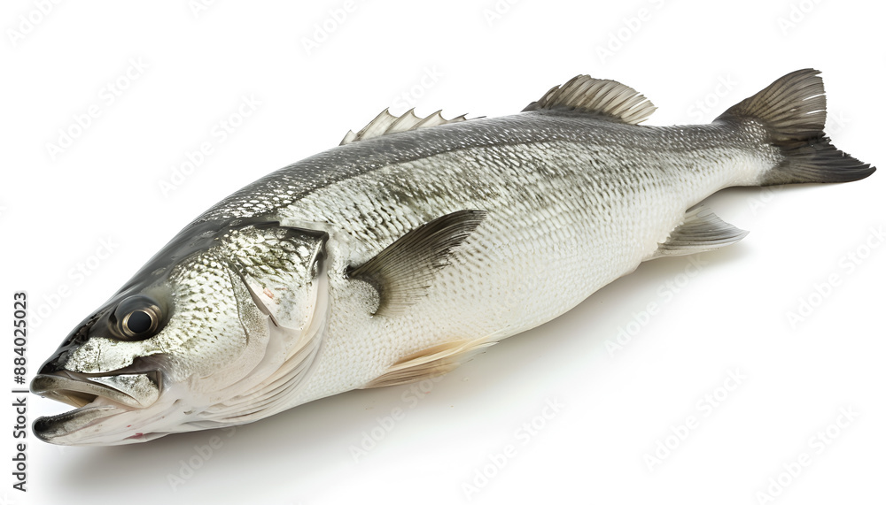 Sea bass fich isolated on white background with clipping path and full depth of field Sea bass fich isolated on white background with clipping path and full depth of field