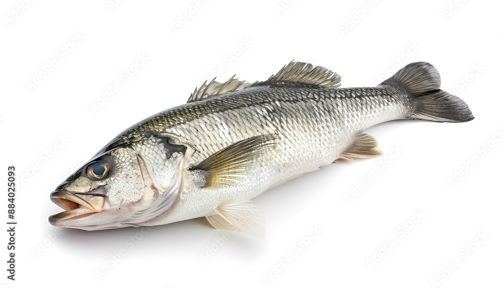 Sea bass fich isolated on white background with clipping path and full depth of field Sea bass fich isolated on white background with clipping path and full depth of field