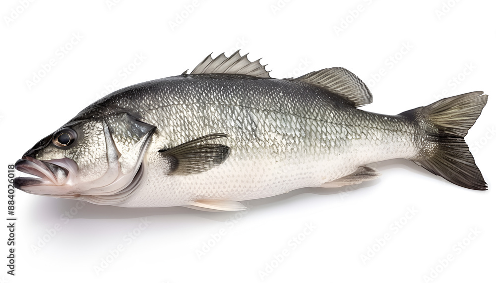 Sea bass fich isolated on white background with clipping path and full depth of field Sea bass fich isolated on white background with clipping path and full depth of field