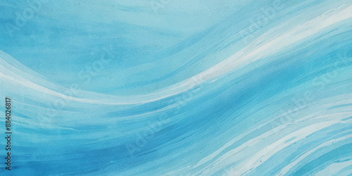 Beautiful soft blue sea water, ocean wave background. Soft blue and white hand printed creative marble texture ocean background.