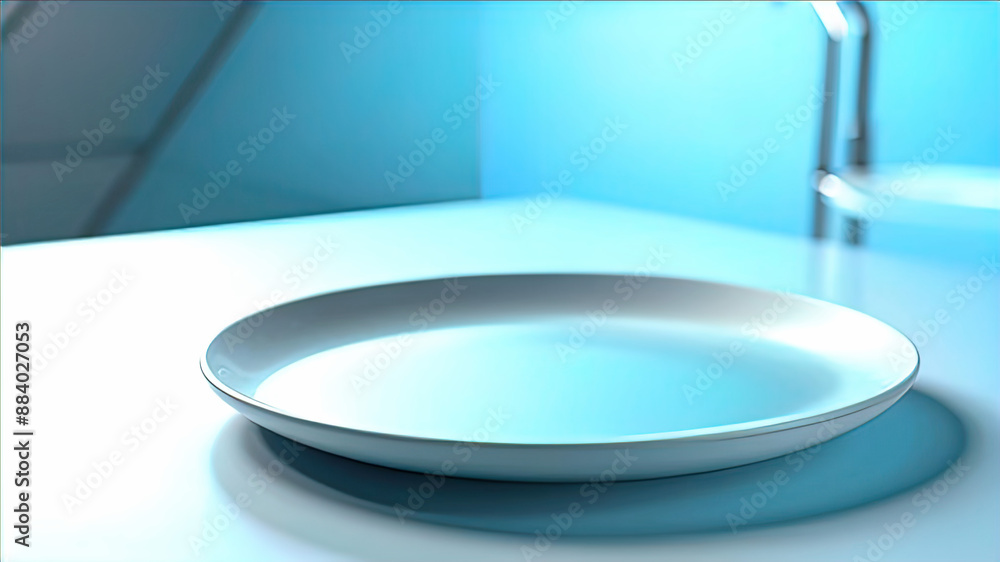 empty clean plates in a modern and bright kitchen empty clean plates in a modern and bright kitchen