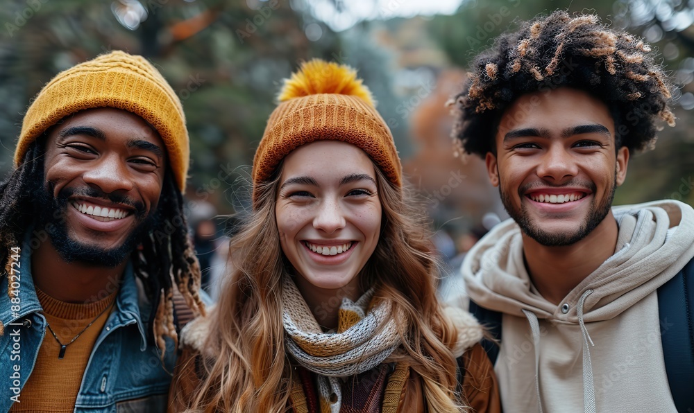 A group of multiracial friends laugh and take selfies while walking together in a vibrant urban setting, capturing the essence of youth and shared joy. A group of multiracial friends laugh and take selfies while walking together in a vibrant urban setting, capturing the essence of youth and shared joy.
