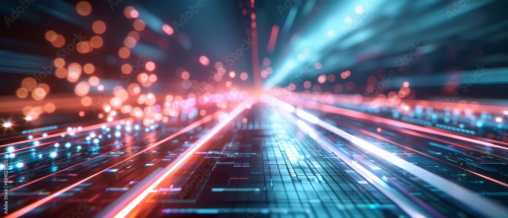 Abstract futuristic technology background with glowing lines and dynamic light effects depicting speed and energy. Abstract futuristic technology background with glowing lines and dynamic light effects depicting speed and energy.