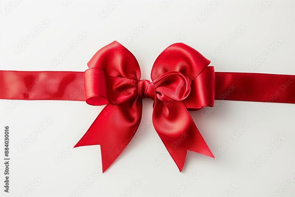 Fototapeta premium A red ribbon for Valentines Day isolated on white backgrond