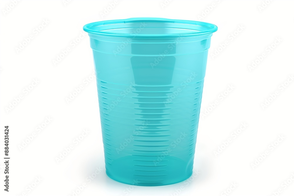 Empty new cyan plastic cup disposable isolated on white Empty new cyan plastic cup disposable isolated on white