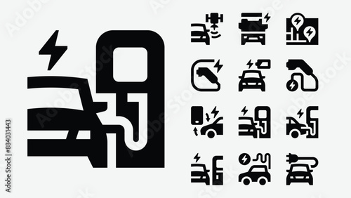Electric Vehicles Cars Solid Icons