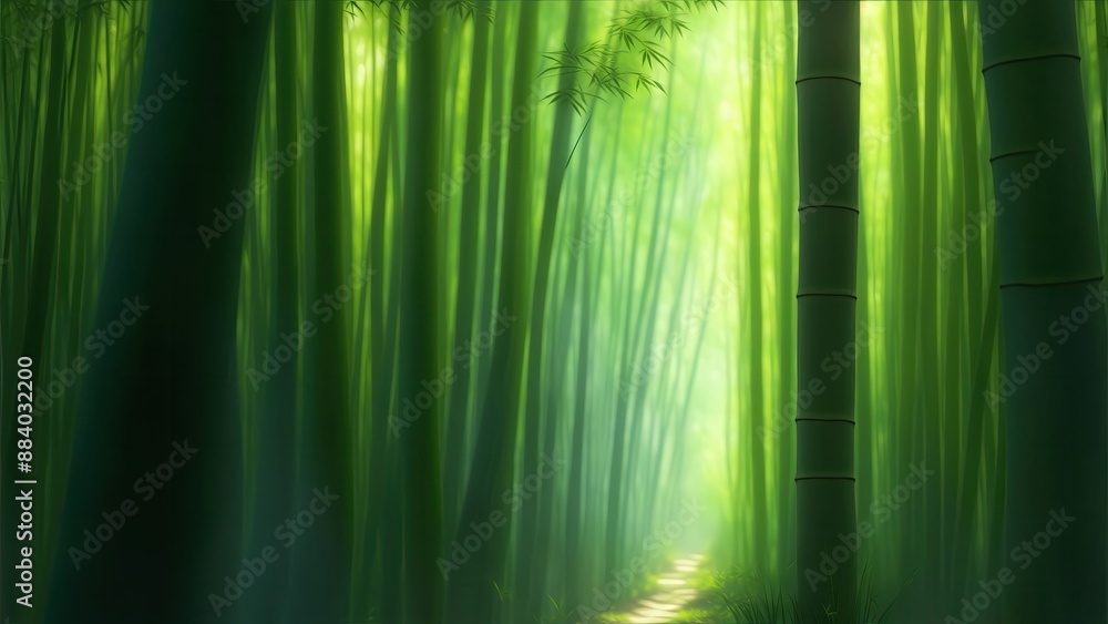 Fototapeta premium Tranquil Bamboo Forest Path.