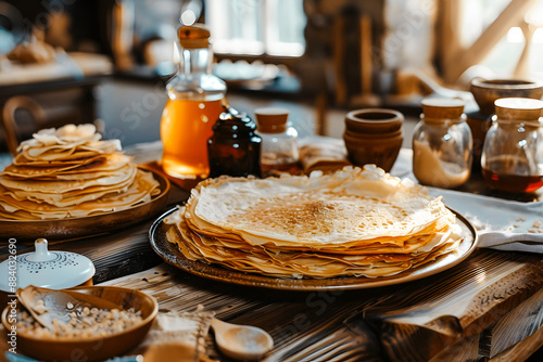 Pile de crêpes sur une assiette