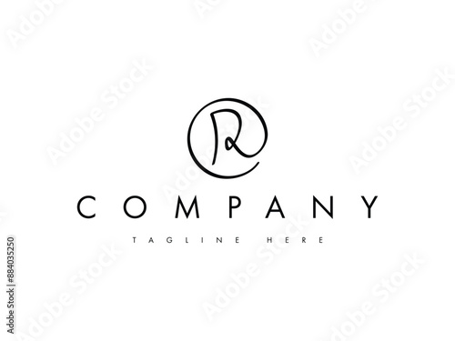 abstract letter R with circle logo design