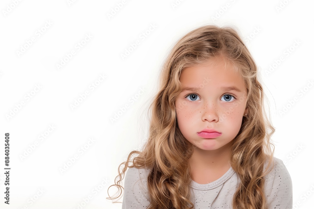 Sad pouting girl isolated on white background Sad pouting girl isolated on white background