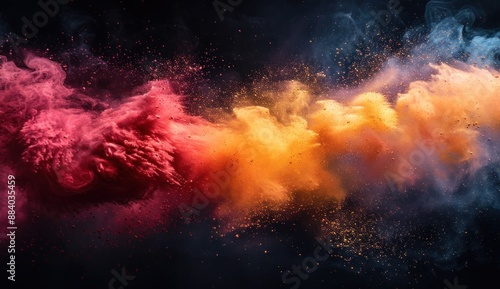 Abstract Color Explosion on Black Background © ellisa_studio
