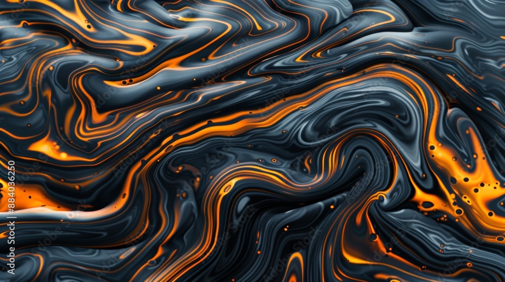 Obraz premium Flowing crude oil, abstract shapes, surrealism, dark tones, fluid dynamics, high contrast, digital painting, focus cover all object, deep dept of field
