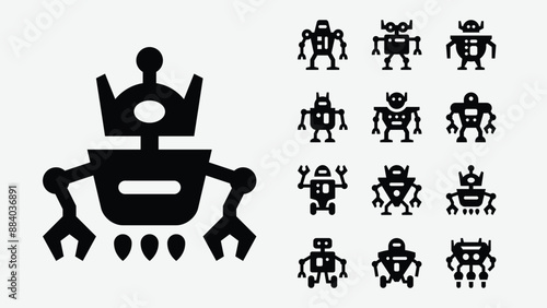 Humanoid Robot Solid Icons