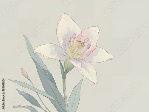 Elegant White Lily Bloom Pastel Lily Flower in Full Bloom Gorgeous White Lily