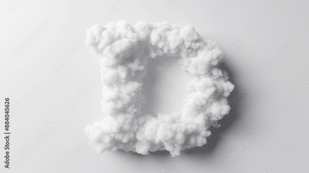 Capital letter D made of clouds or soft cotton. Fluffy airy style. Scrapbook activity. Generative AI Capital letter D made of clouds or soft cotton. Fluffy airy style. Scrapbook activity. Generative AI