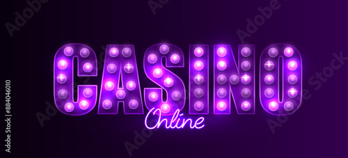 Casino banner. Retro sign. Online casino.