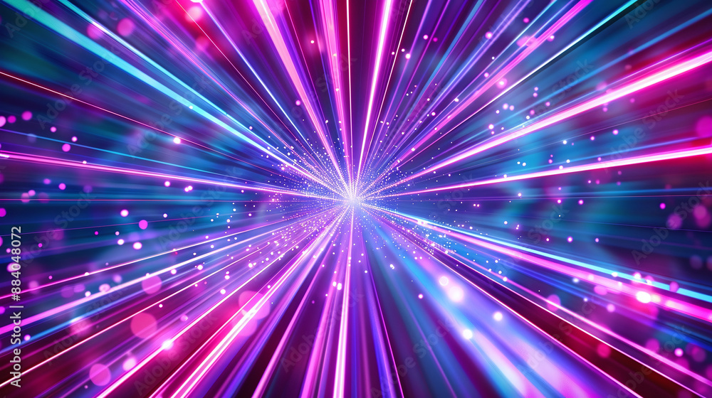 Explosive Burst of Colorful Neon Light Trails on Dark Background Explosive Burst of Colorful Neon Light Trails on Dark Background