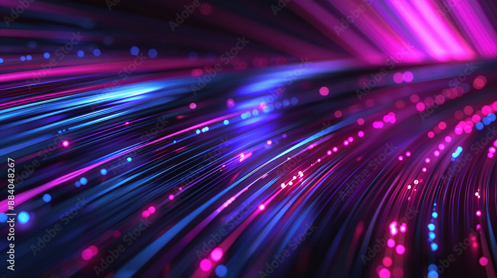 Colorful Neon Light Trails with Sparkling Particles in Motion