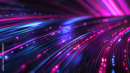 Obraz na płótnie Colorful Neon Light Trails with Sparkling Particles in Motion w salonie