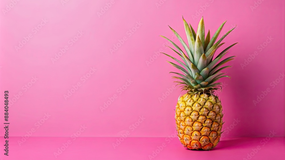 Yellow pineapple isolated on a pink background, pineapple, yellow, tropical fruit, isolated, vibrant, colorful, food, sweet Yellow pineapple isolated on a pink background, pineapple, yellow, tropical fruit, isolated, vibrant, colorful, food, sweet