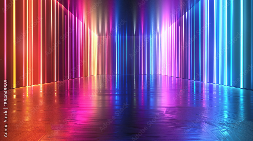 Neon Light Streaks on Reflective Surface Neon Light Streaks on Reflective Surface