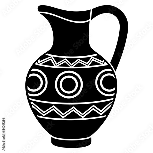 Ancient Greek Jug Vector Illustration Detailed Lines and Circles Pattern