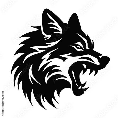 black wolf logo vector illustration, Design element for logo, poster, card, banner, emblem, t shirt. Vector illustration