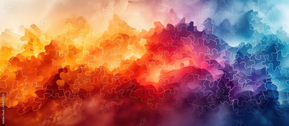 Abstract Puzzle Artwork in Warm and Cool Tones