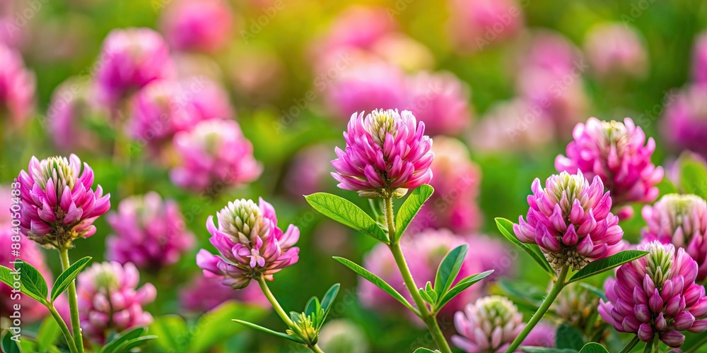 Obraz premium Beautiful close-up of Lespedeza thunbergii, also known as Japanese clovers or bush clovers, in full bloom , nature, flowers, pink