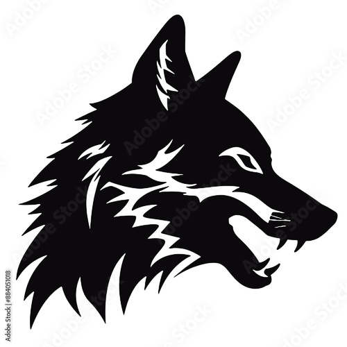 wolf silhouette - black vector design 