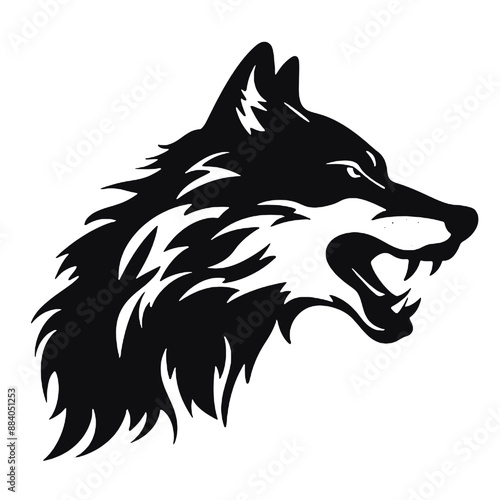 wolf silhouette - black vector design 