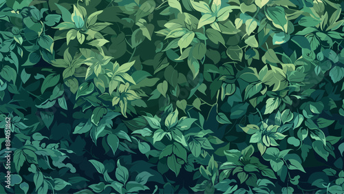 Dense Shrub Leaves Background Adventure Mobile Game Level Illustration Landscape Scenery Foliage Nature Flat Design Decorative Elements Game Interface Digital Art Vector Graphics