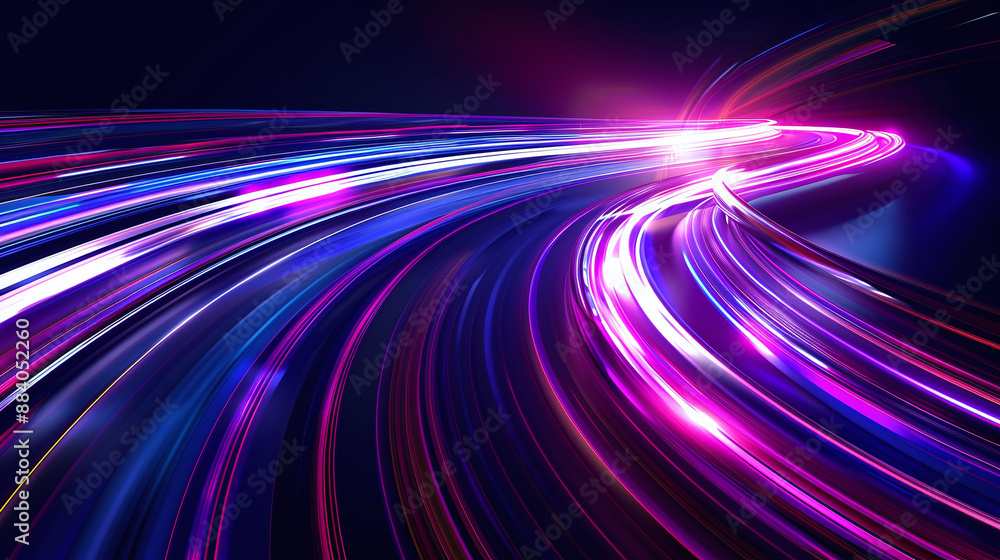 Dynamic Neon Light Tunnel with Curved Streaks Dynamic Neon Light Tunnel with Curved Streaks