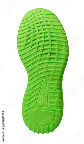 Canvastavla Green sole of shoes.