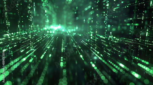 Futuristic Green Digital Matrix with Laser Lights