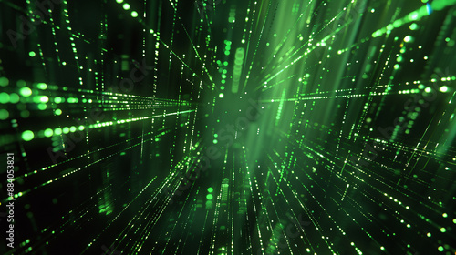 Futuristic Green Digital Matrix with Laser Lights