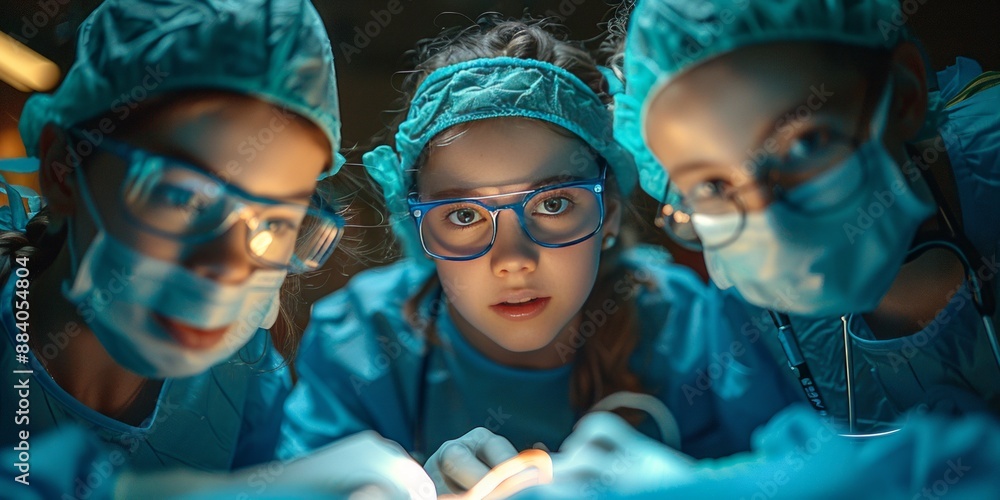 Pediatric surgeons operating on a young patient, highlighting specialized care in pediatric surgery Pediatric surgeons operating on a young patient, highlighting specialized care in pediatric surgery