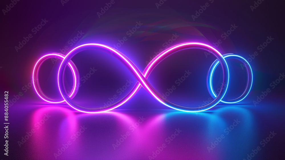 Neon Infinity Symbols with Vibrant Reflections Neon Infinity Symbols with Vibrant Reflections