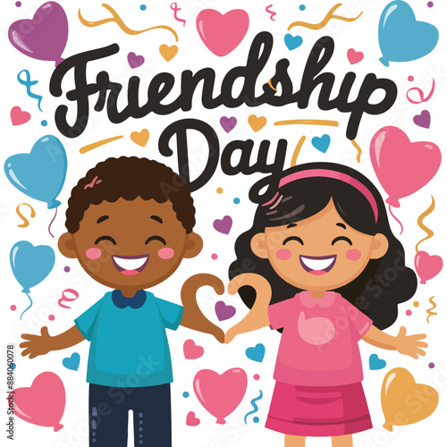 Happy friendship day greeting card vector illustration design. International friendship day celebrating typography background graphic illustration banner, poster and template design